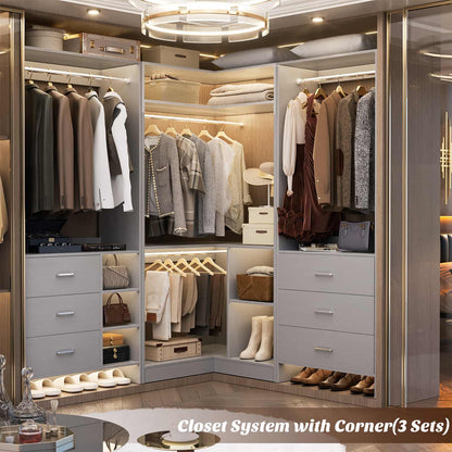 34’’ Corner Closet System with Shelves and Hanging Rods