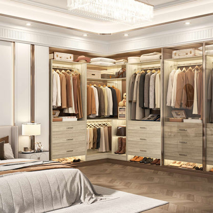 81'' Closet System with 6 Drawers, 4 Hanging Rods & Corner Tower