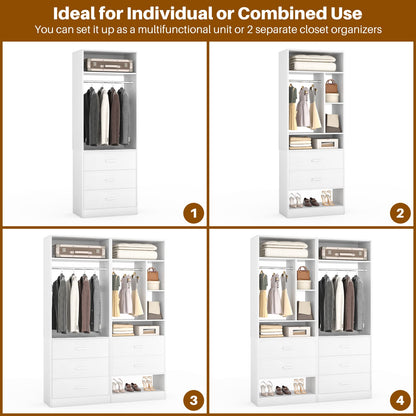 63.2" L X 39.2" W X 80" H Corner Closet System,Freestanding Closet Organizer System With 2 Drawers & 12 Shelves