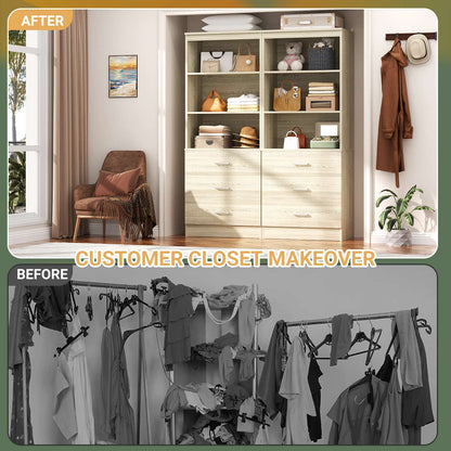 47.2" Closet Organizer System with 6 Wood Drawers