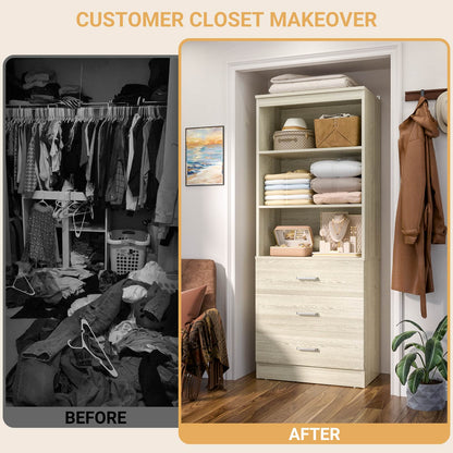 23.6" Closet Organizer System with 3 Wood Drawers
