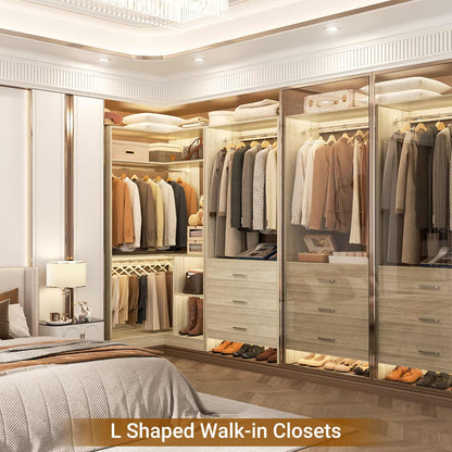 Closet System with 3 Drawers, 2 Hanging Rods & Corner Tower
