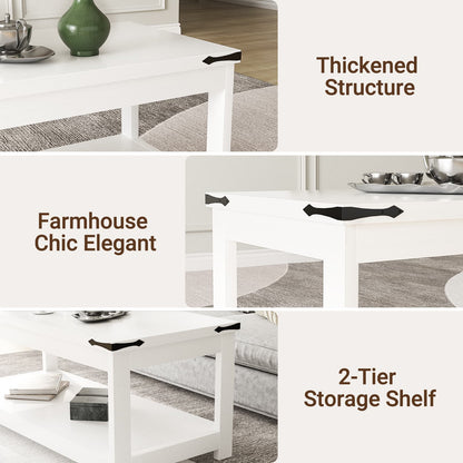 43.3” Rectangular Coffee Table with Storage Shelf