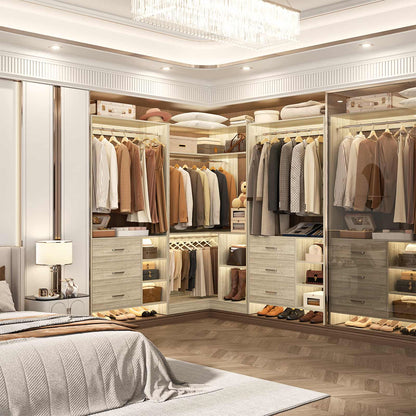 Closet System with 6 Drawers, 4 Hanging Rods & Corner Tower