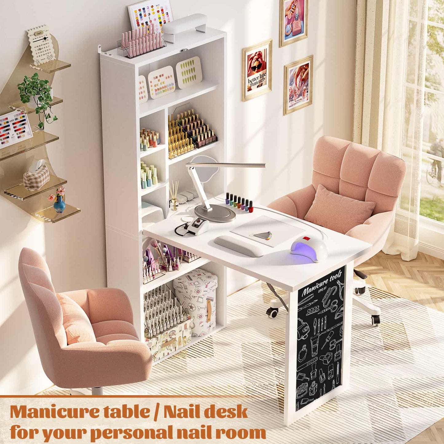 Small Folding Desk with Outlets, Convertible Writing Desk for Small Spaces
