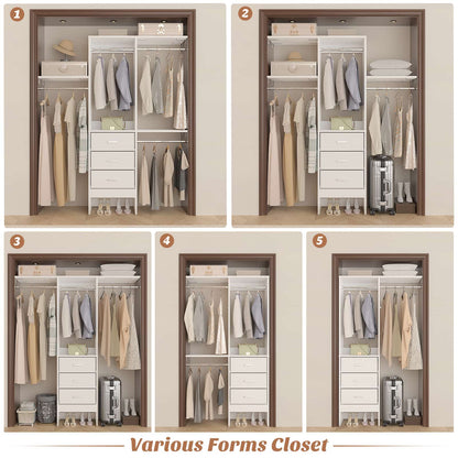 4FT Small Closet System with 3 Fabric Drawers