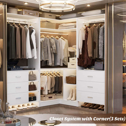 34’’ Corner Closet System with Shelves and Hanging Rods