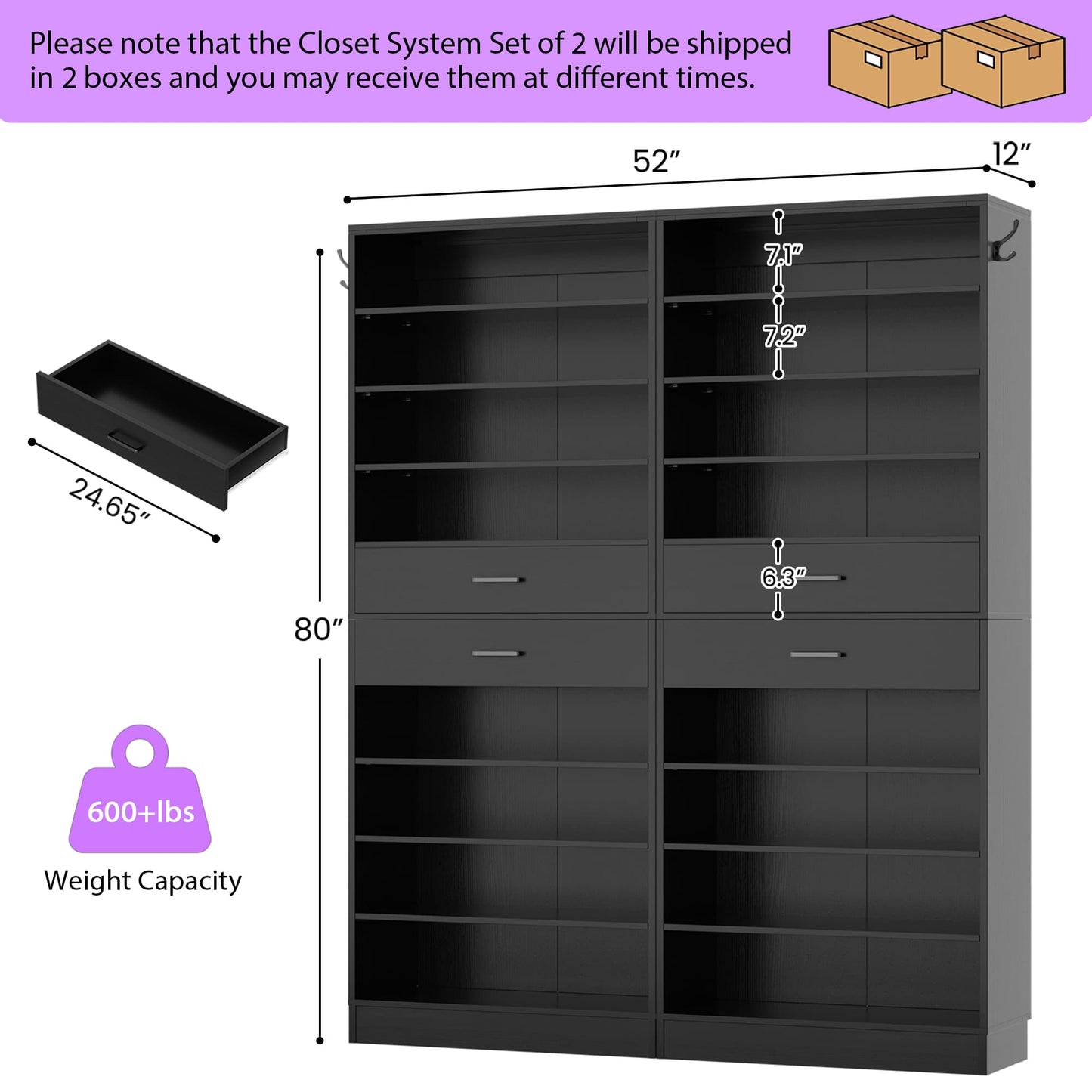 2-Pack 10-Tier Shoe Cabinet Set with 4 Drawers, 65cm Width Freestanding Organizer