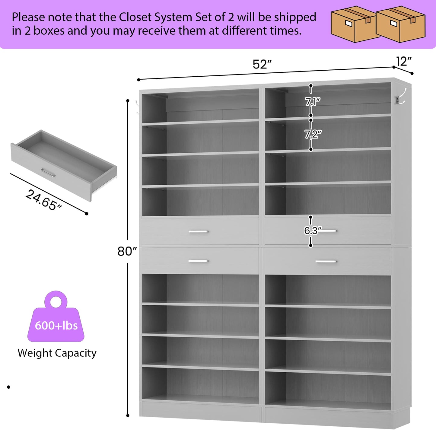 2-Pack 10-Tier Shoe Cabinet Set with 4 Drawers, 65cm Width Freestanding Organizer