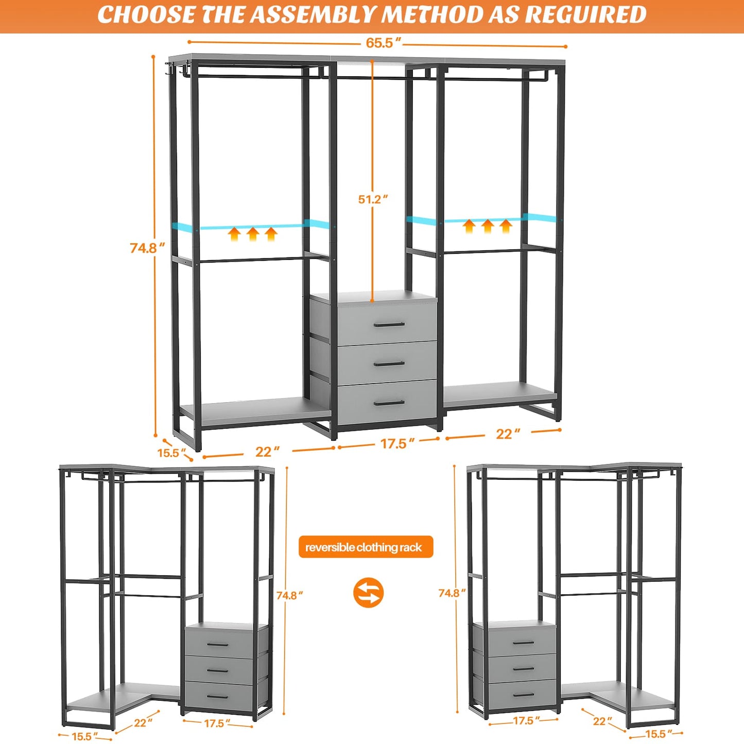 Garment Rack Heavy Duty Clothes Rack for Hanging Clothes