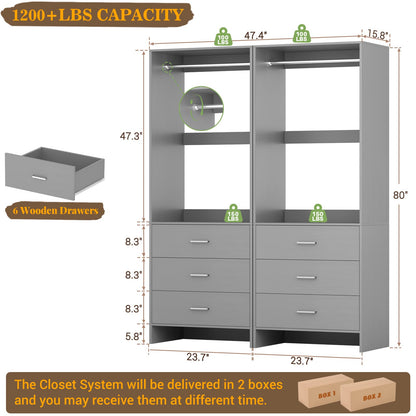 4FT Closet System with Wooden Drawers
