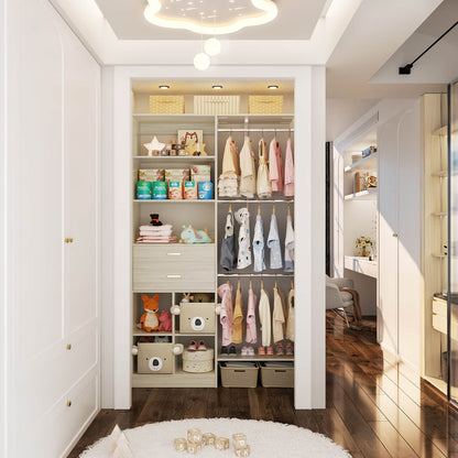 5FT Small Closet System, Baby Closet Organizer System with Wooden Drawers