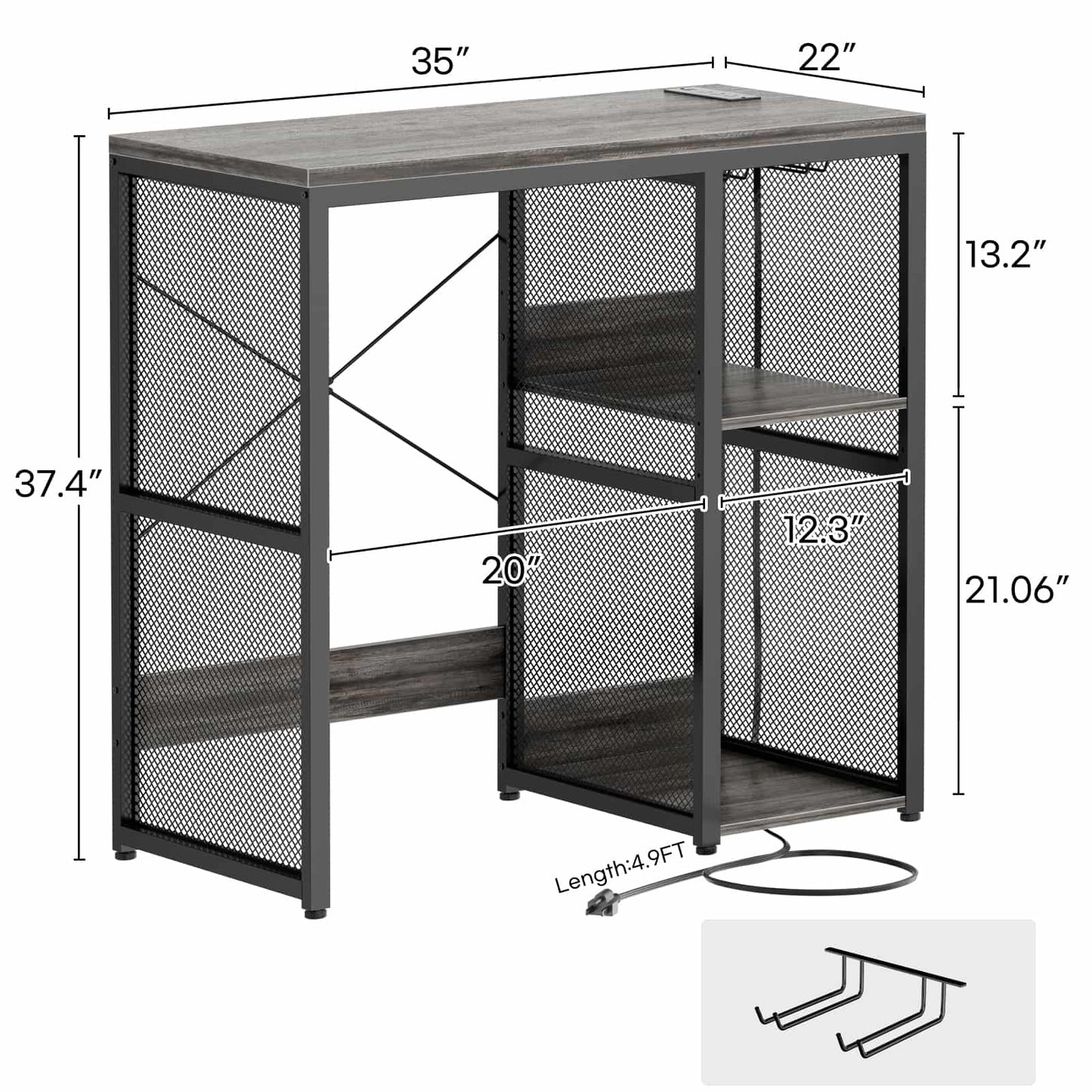 Mini Fridge Cabinet with Power Outlet, Coffee Bar Cabinet with Mini Fridge Space