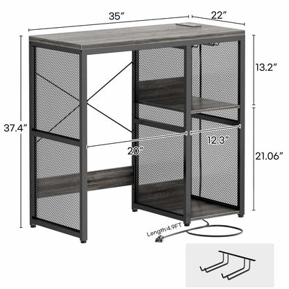 Mini Fridge Cabinet with Power Outlet, Coffee Bar Cabinet with Mini Fridge Space