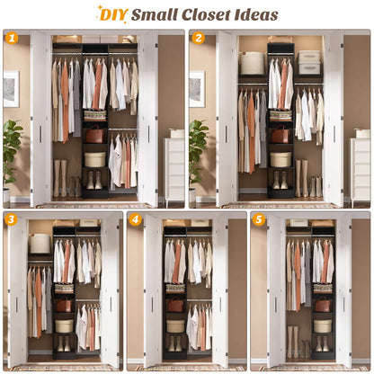 4FT Small Closet System with 4 Closet Rods & 3 Shelves
