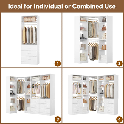 87.2" Freestanding Closet Organizer System - Modular L-Shaped Design,Reversible, 6 Drawers & 4 Hanging Rods, 2000+ LBS Capacity,3 Sets