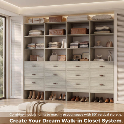1.8FT Closet System with Leather Handles for Small Space