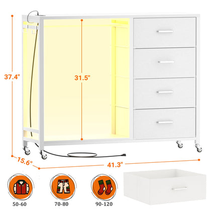 Dresser with Hanging Rack & 4 Drawers