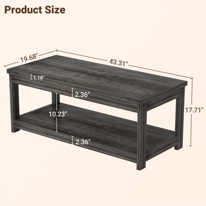 43.3” Rectangular Coffee Table with Storage Shelf