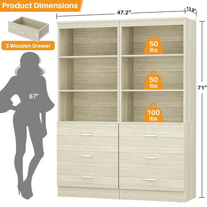 47.2" Closet Organizer System with 6 Wood Drawers