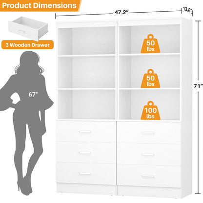 47.2" Closet Organizer System with 6 Wood Drawers