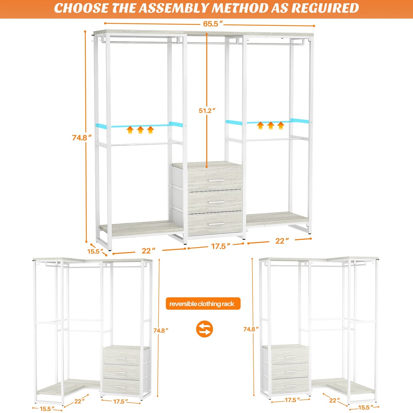 Garment Rack Heavy Duty Clothes Rack for Hanging Clothes