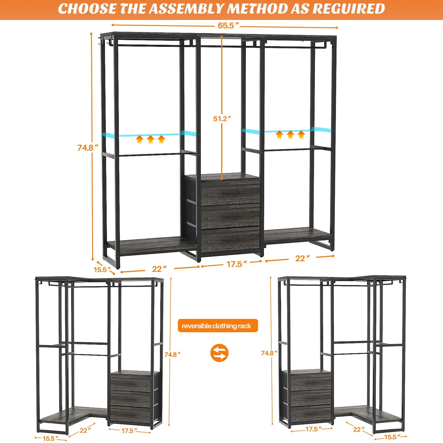 Garment Rack Heavy Duty Clothes Rack for Hanging Clothes