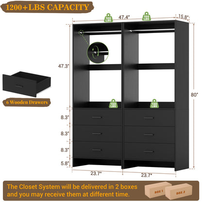 4FT Closet System with Wooden Drawers