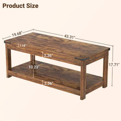 43.3” Rectangular Coffee Table with Storage Shelf