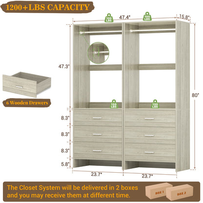 4FT Closet System with Wooden Drawers