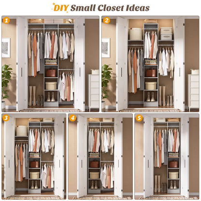 4FT Small Closet System with 4 Closet Rods & 3 Shelves