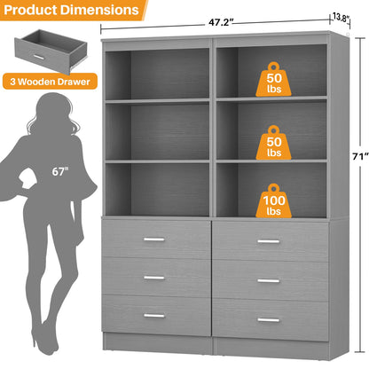 47.2" Closet Organizer System with 6 Wood Drawers