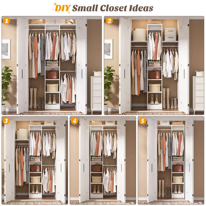 4FT Small Closet System with 4 Closet Rods & 3 Shelves