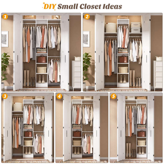 4FT Small Closet System with 4 Closet Rods & 3 Shelves