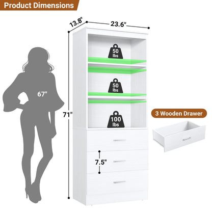 23.6" Closet Organizer System with 3 Wood Drawers
