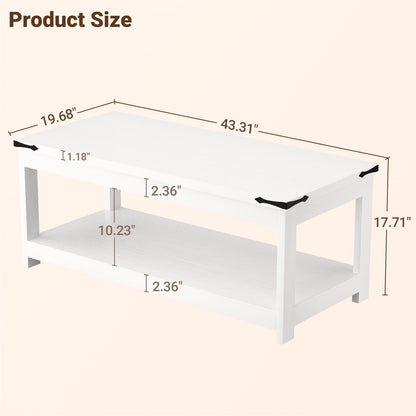 43.3” Rectangular Coffee Table with Storage Shelf