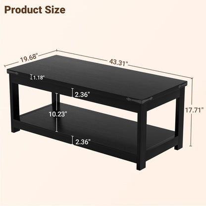 43.3” Rectangular Coffee Table with Storage Shelf