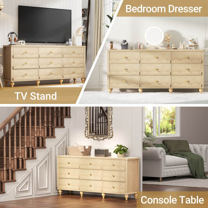 9 Drawer Dresser, 63" Wide Modern Chest of Drawers