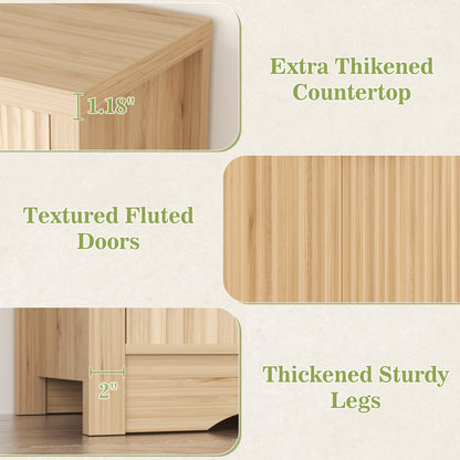 Buffet Cabinet with Storage, 55" Fluted Sideboard Buffet with Drawers