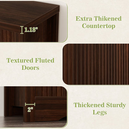 Buffet Cabinet with Storage, 55" Fluted Sideboard Buffet with Drawers