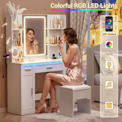 Makeup Vanity Desk with Mirror and Lights 3 Colors