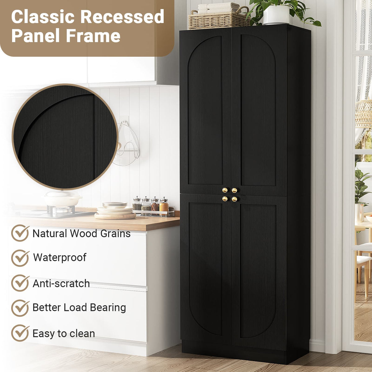 80" Kitchen Pantry with 4 Soft Close Doors
