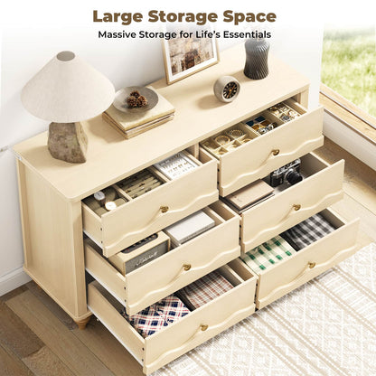 6-Drawer Dresser for Bedroom - 43" Modern Chest of Drawers with Scalloped Front, Storage Organizer