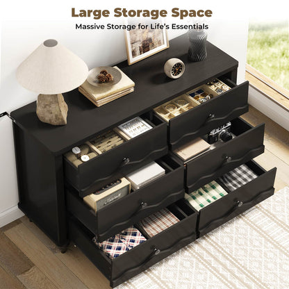 6-Drawer Dresser for Bedroom - 43" Modern Chest of Drawers with Scalloped Front, Storage Organizer