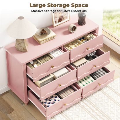 6-Drawer Dresser for Bedroom - 43" Modern Chest of Drawers with Scalloped Front, Storage Organizer