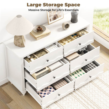 6-Drawer Dresser for Bedroom - 43" Modern Chest of Drawers with Scalloped Front, Storage Organizer