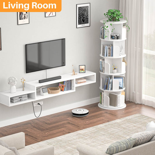 Rotating Bookshelf, 360 Display Wood Spinning Bookshelf Tower