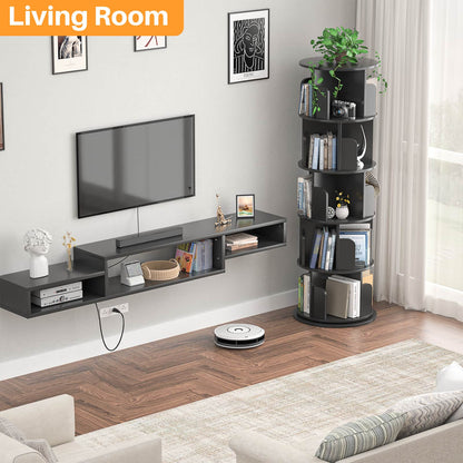 Rotating Bookshelf, 360 Display Wood Spinning Bookshelf Tower