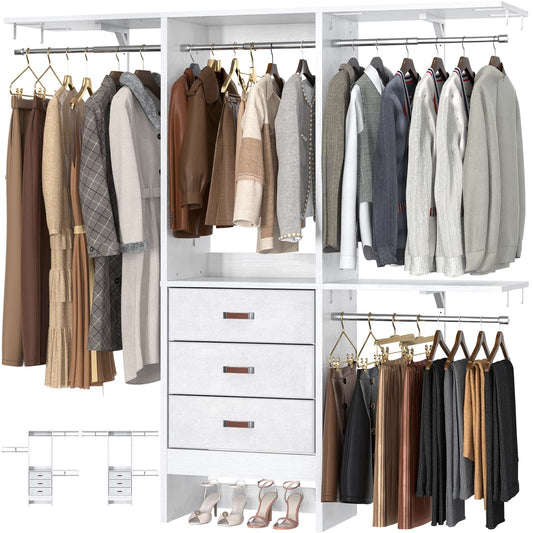 59'' W Small Closet System with 3 Fabric Drawers
