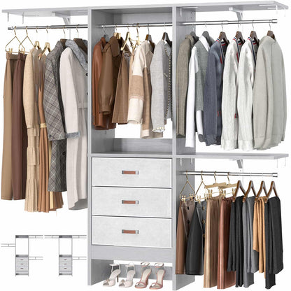 59'' W Small Closet System with 3 Fabric Drawers